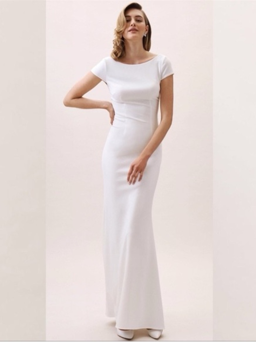 BHLDN Katie May Madison Gown Minimalist Ivory Cap Sleeve Backless Wedding Dress